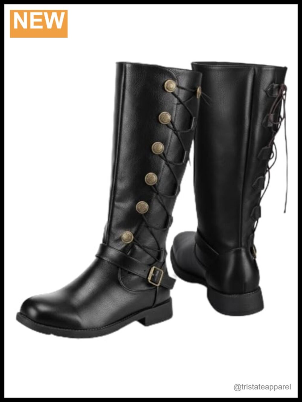 Men's Faux Leather Lace-Up Medieval Renaissance Pirate Costume Boots
